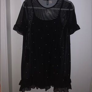 Black dress with white pearls from forever 21